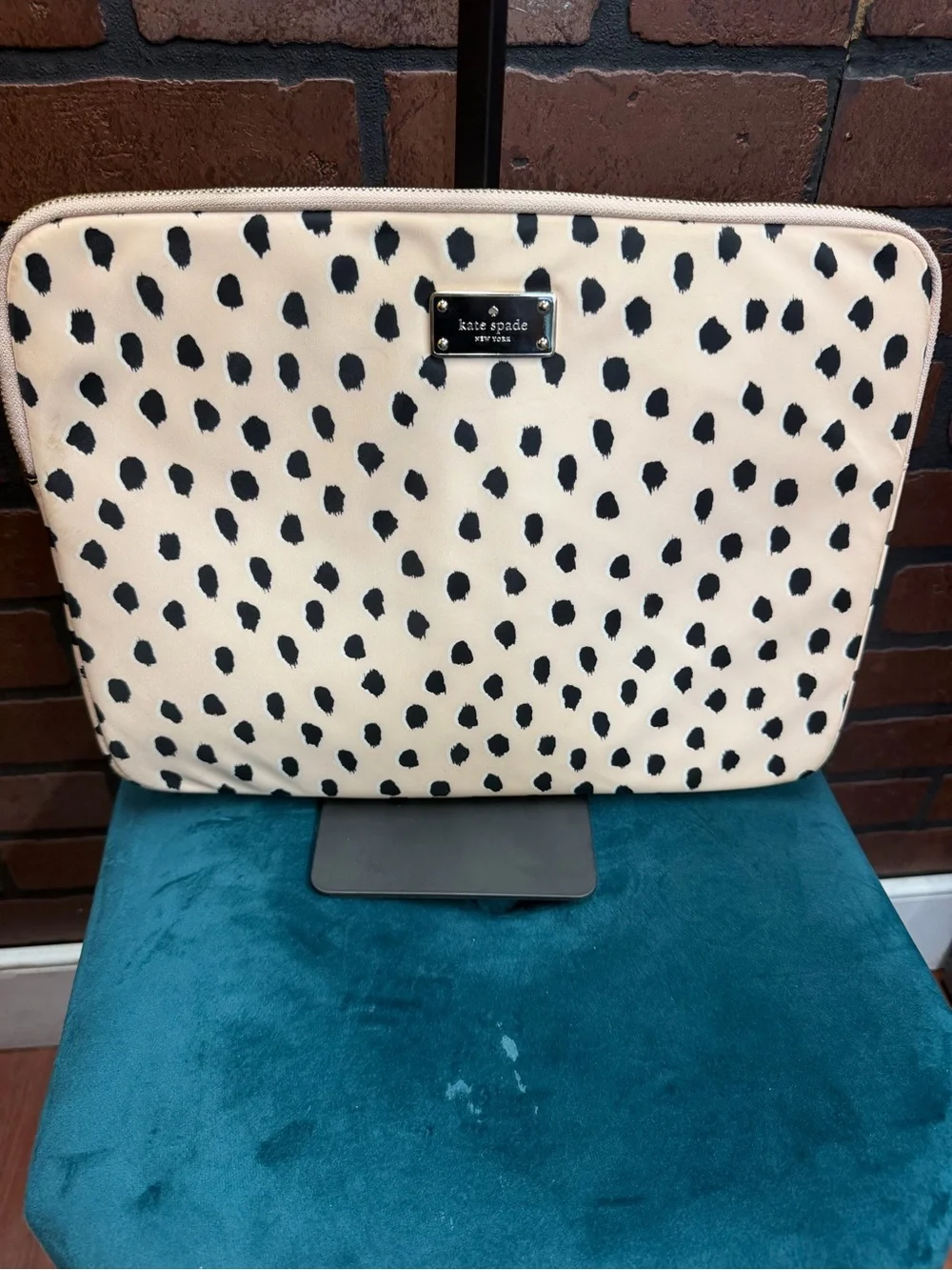 kate spade Cream and Black Spotted Laptop Sleeve